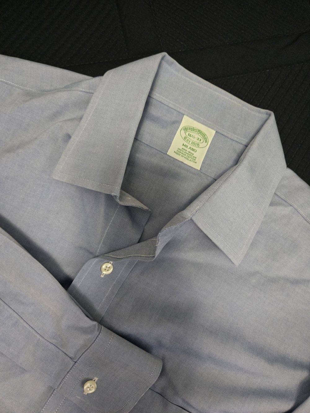 Brooks Brothers Milano Men's Light Blue Dress Shirt - Classic Collar 16.5 Neck